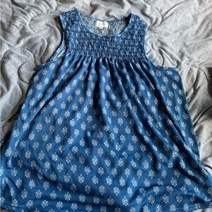 melloday tank blue floral top blouse flowy boho bohemian soft size small euc